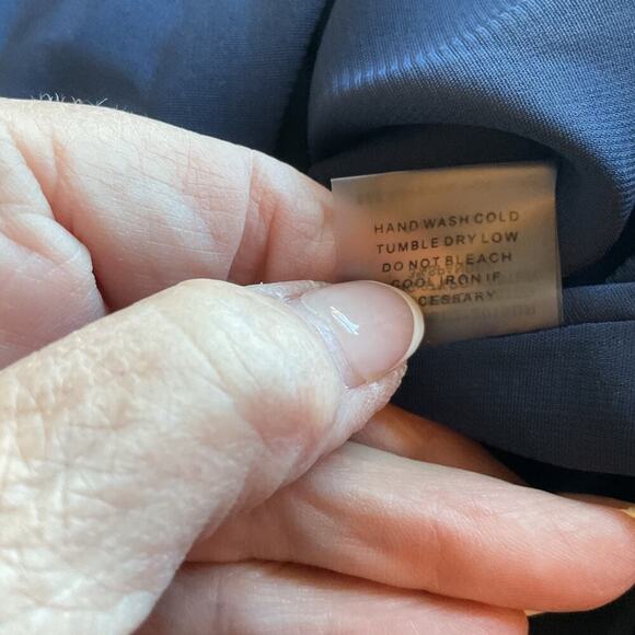 Sugar Lips Navy Swiss Dot Long Sleeve Ruffle Panels V Neck Dress L - Picture 6 of 7